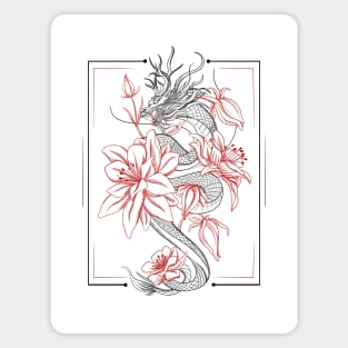 Floral Chinese mighty dragon Magnet